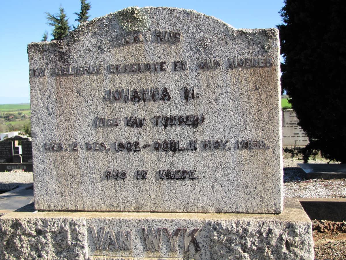 WYK Johanna M., van geb VAN TONDER 1902-1959