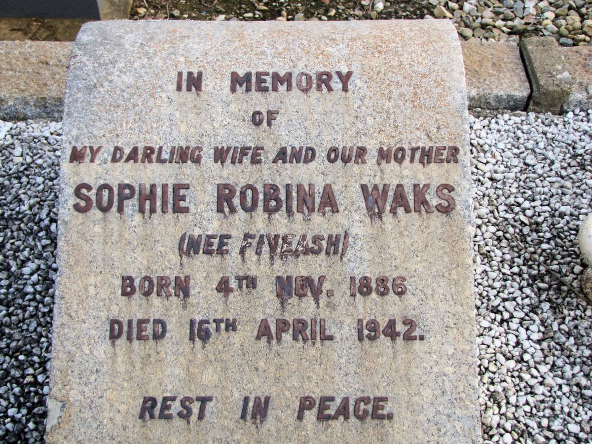 WAKS Sophie Robina nee FIVEASH 1886-1942