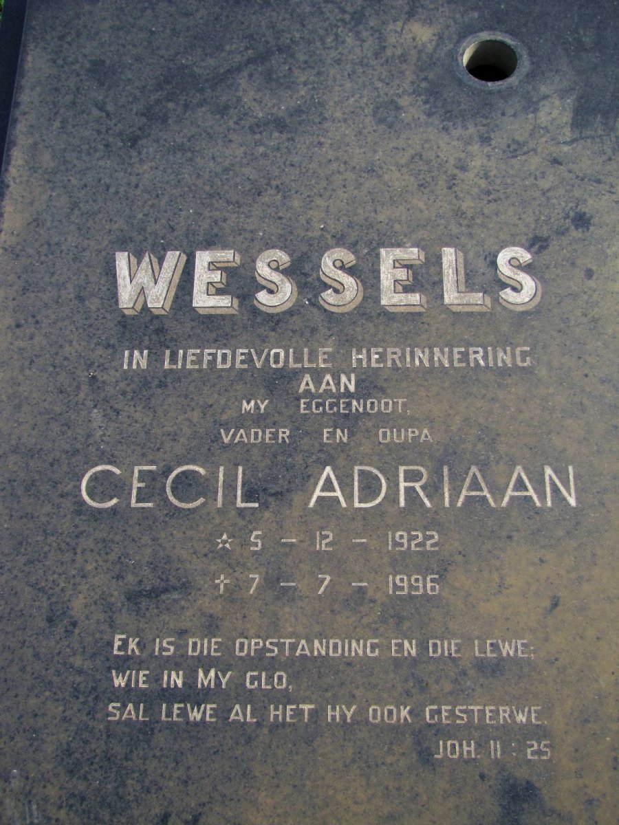 WESSELS Cecil Adriaan 1922-1996