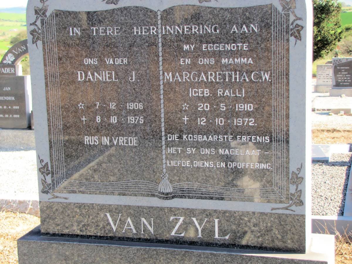 ZYL Daniel J., van 1906-1975 &amp; Magraretha C.W. RALL 1910-1972