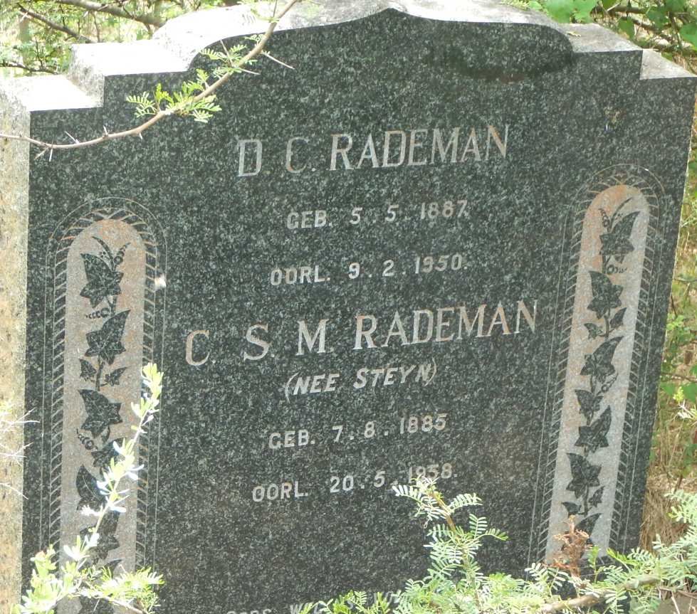 RADEMAN D.C. 1887-1950 &amp; C.S.M. STEYN 1885-1958