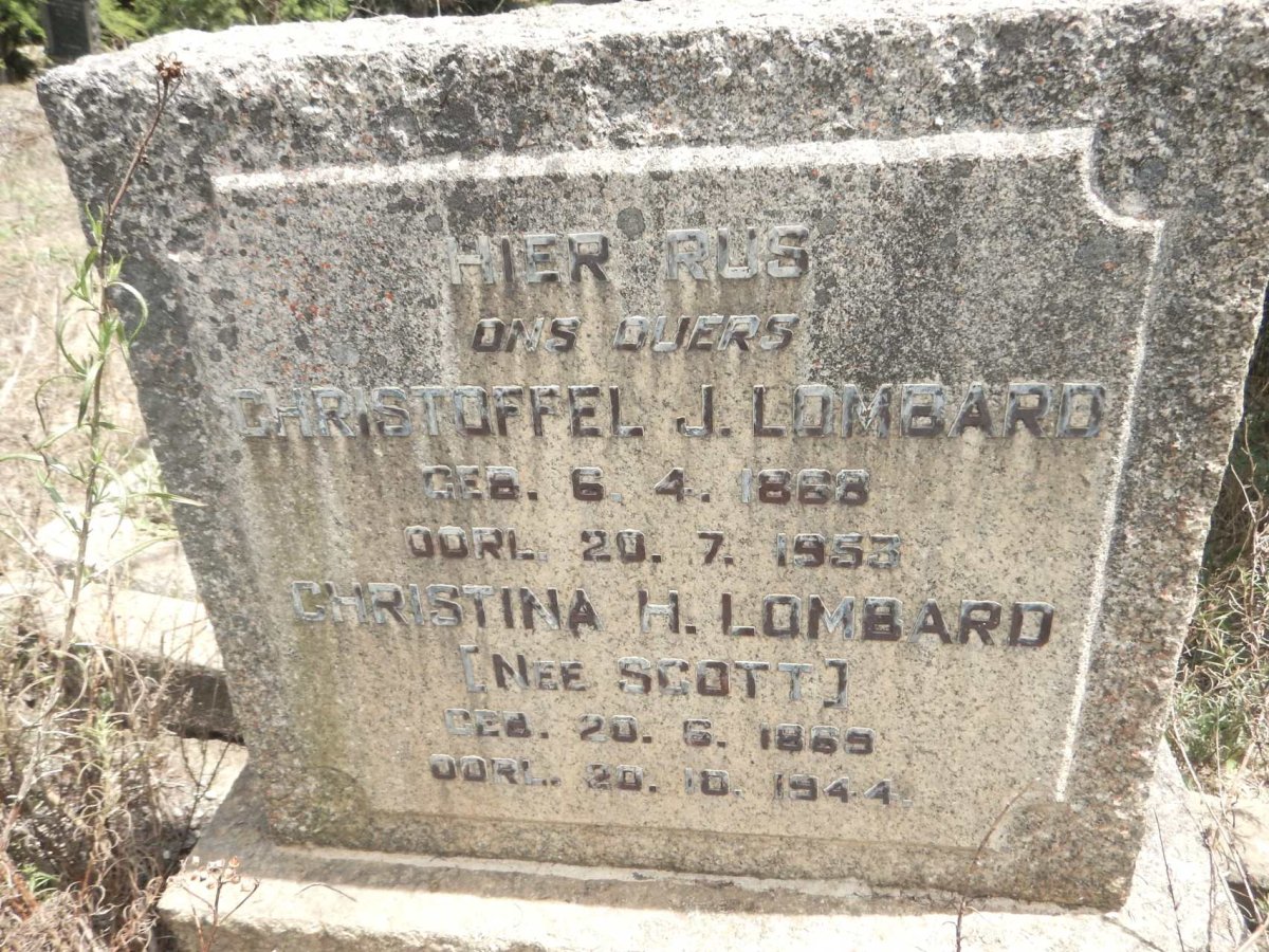LOMBARD Christoffel J. 1868-1953 &amp; Christina H. SCOTT 1869-1944
