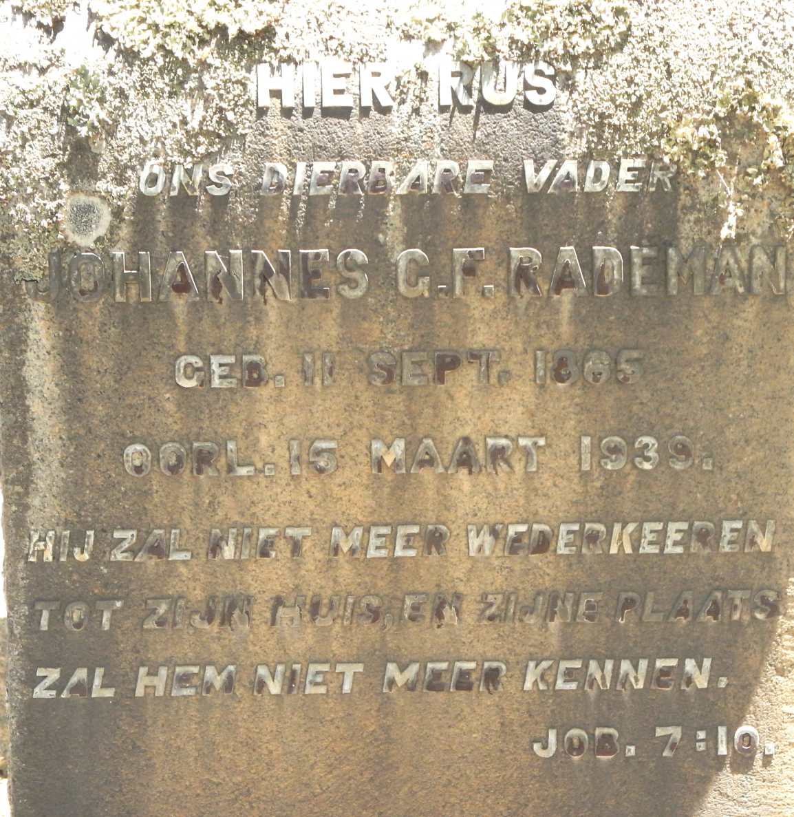 RADEMAN Johannes G.F. 1865-1939