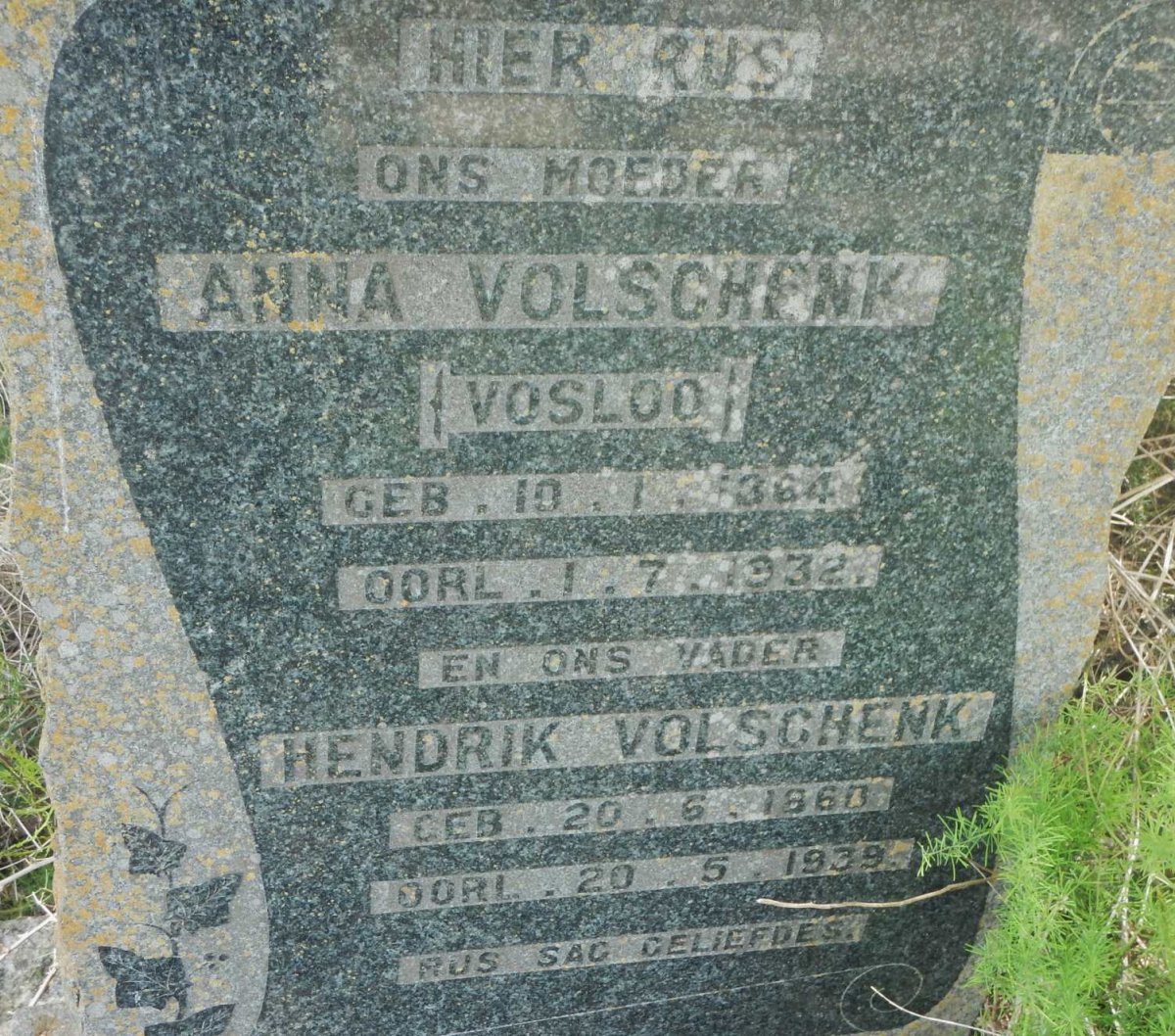 VOLSCHENK Hendrik 1860-1939 &amp; Anna VOSLOO 1864-1932