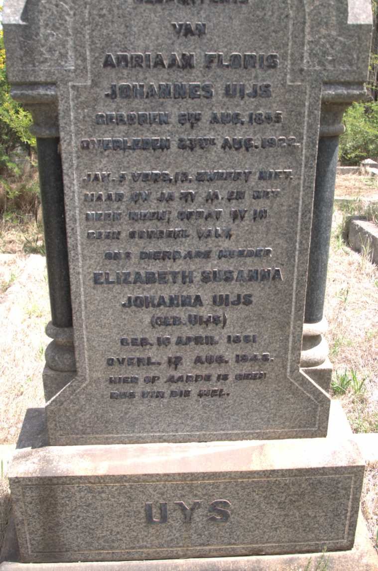 UIJS Adriaan Floris Johannes 1855-1922 &amp; Elizabeth Susanna Johanna UIJS 1861-1948