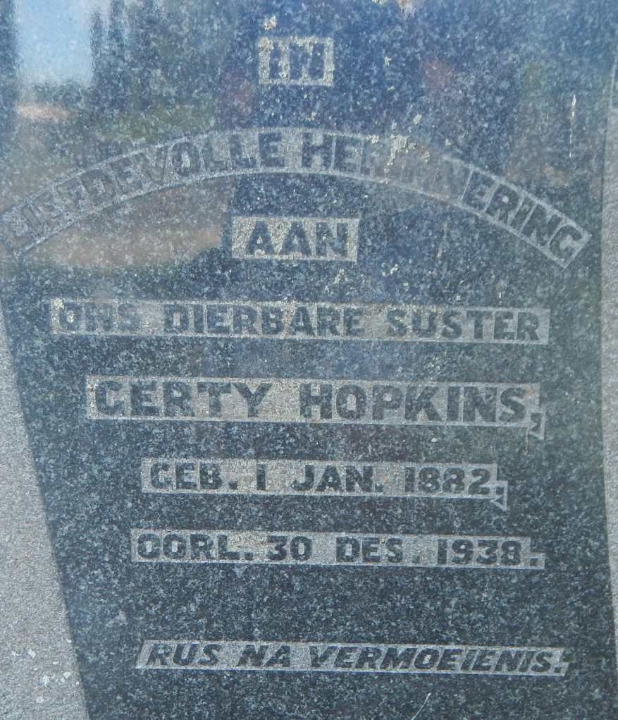 HOPKINS Gerty 1882-1938