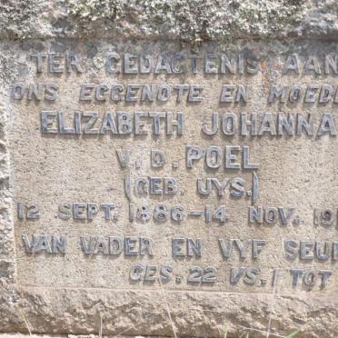 POEL Elizabeth Johanna, van der nee UYS 1886-1918