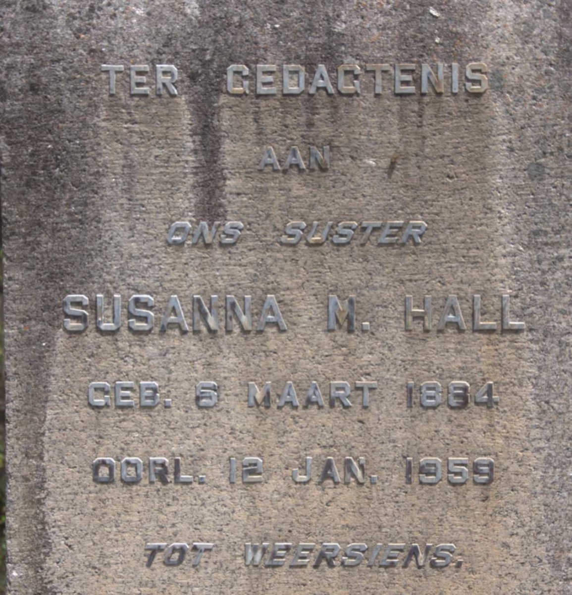HALL Susanna M. 1884-1959
