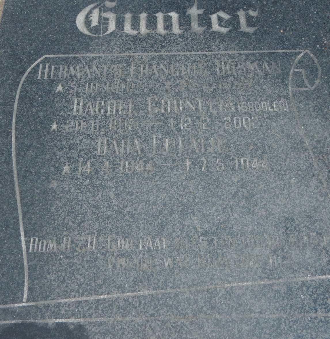 GUNTER Hermanus Francois Bosman 1910-1993 &amp; Rachel Cornelia GROBLER 1915-2002 :: GUNTER Eulalie 1944-1944