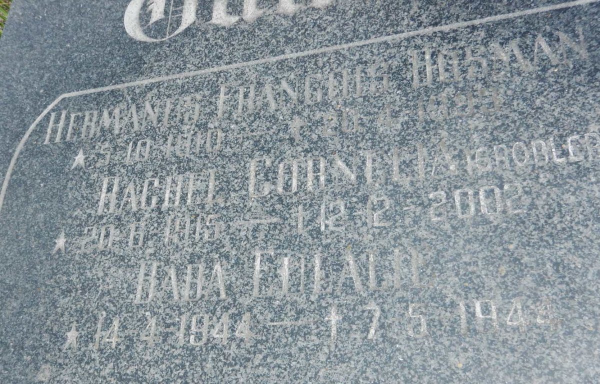GUNTER Hermanus Francois Bosman 1910-1993 &amp; Rachel Cornelia GROBLER 1915-2002 :: GUNTER Eulalie 1944-1944