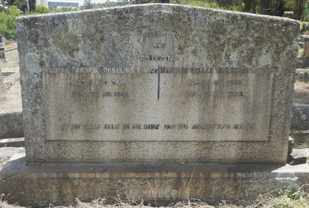 MILLER Richard Petrus Cornelius 1850-1942 &amp; Maryann Hellen BATTEN 1856-1933