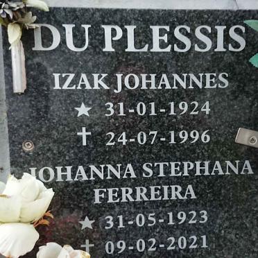PLESSIS Izak Johannes, du 1924-1996 &amp; Johanna Stephana Ferreira 1923-2021