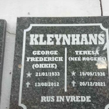 KLEYNHANS George Frederick 1933-2012 &amp; Teresa ROGERS 1936-2021
