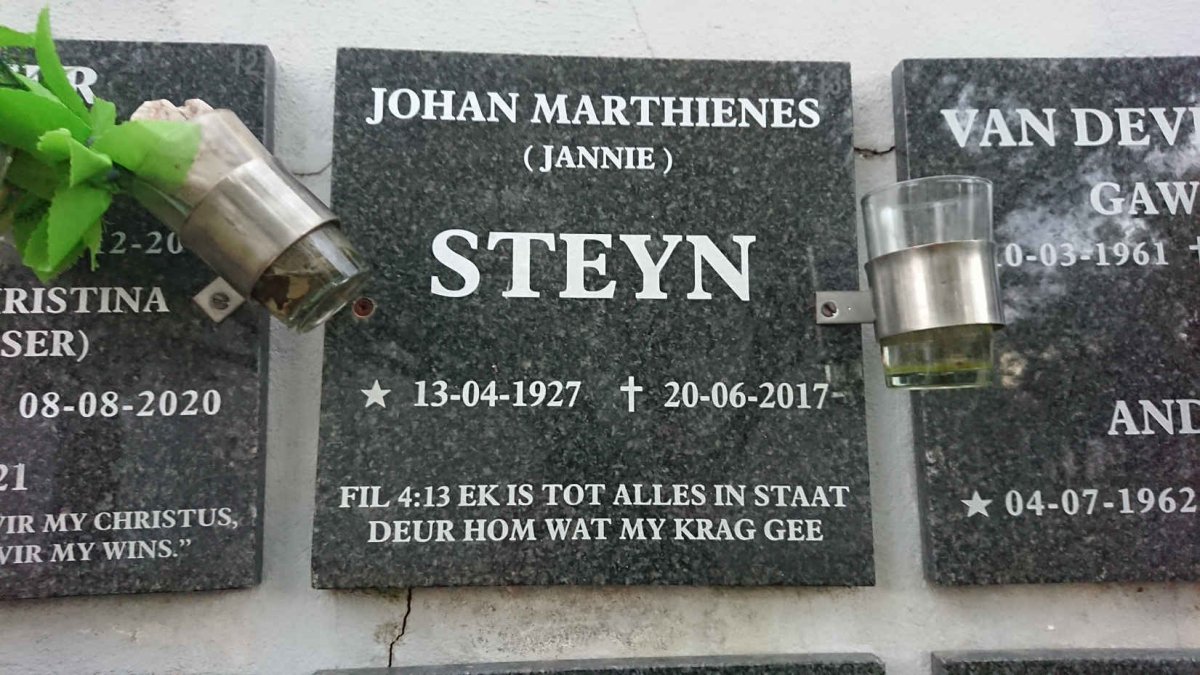 STEYN Johan Marthienes 1927-2017