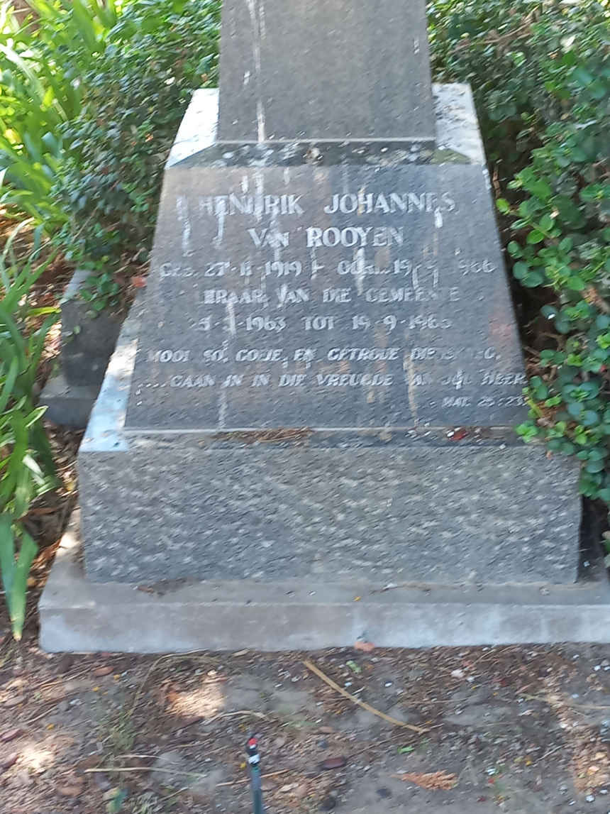 ROOYEN Hendrik Johannes, van 1919-1966