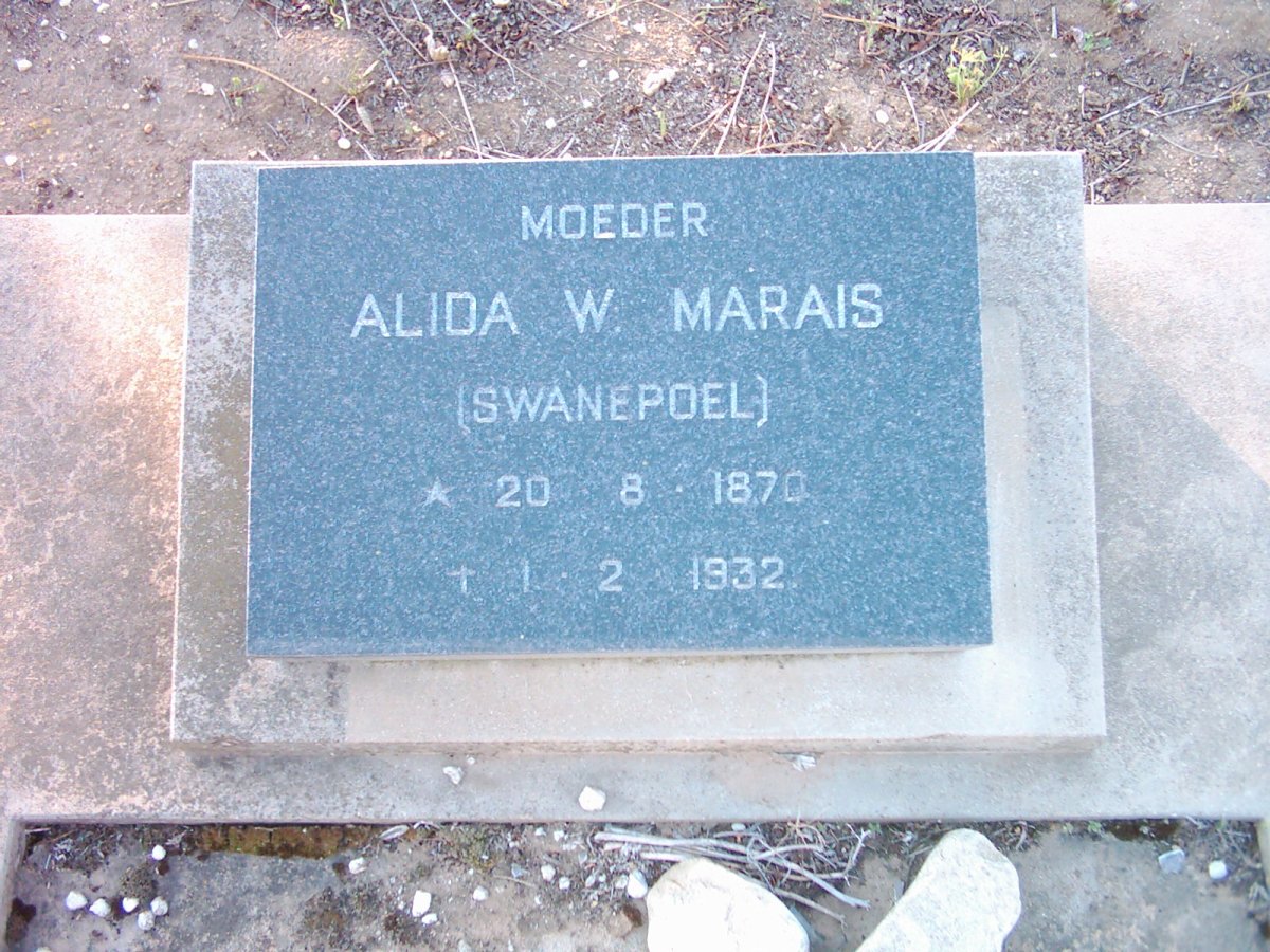 MARAIS Alida W. nee SWANEPOEL 1870-1932