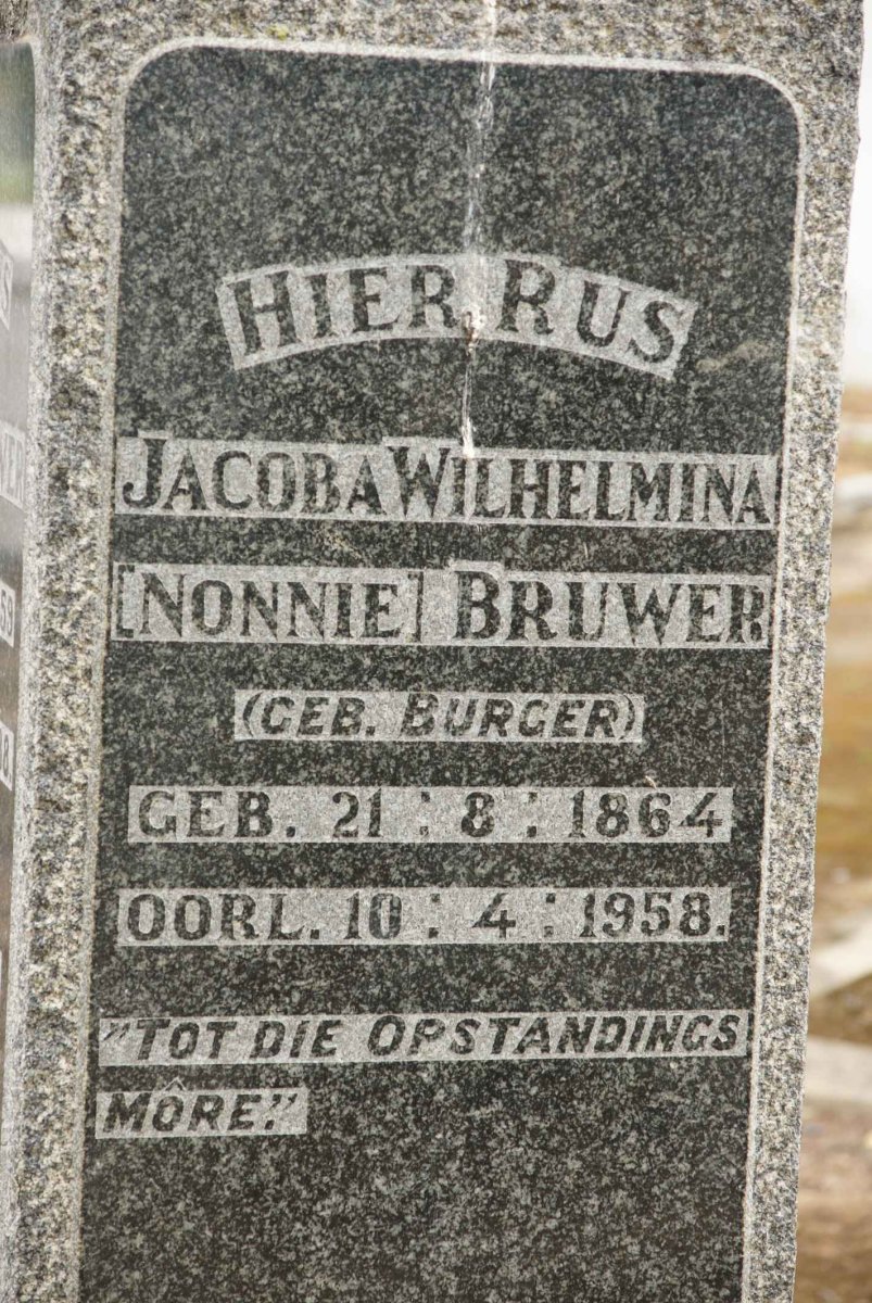 BRUWER Jacoba Wilhelmina nee BURGER 1864-1958