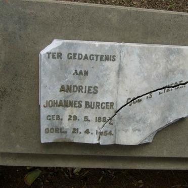 BURGER Andries Johannes 1882-1954
