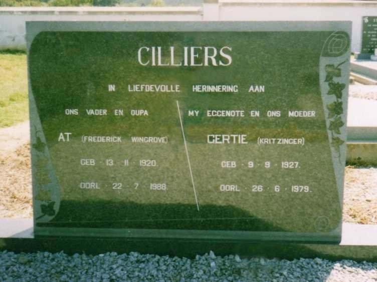 CILLIERS Frederick Wingrove 1920-1988 &amp; Gertie KRITZINGER 1927-1979