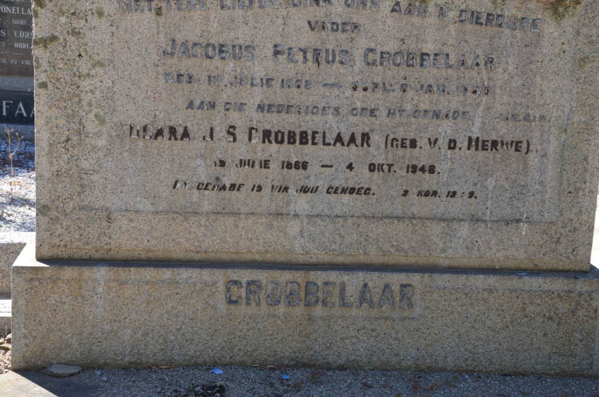 GROBBELAAR Jacobus Petrus 186?-1940 &amp; Susara J.S. V.D. MERWE 1866-1948