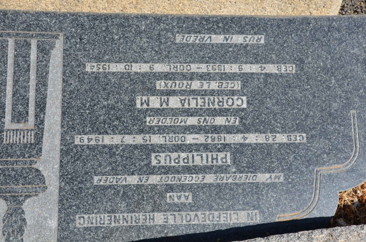 LOURENS Philippus 1882-1949 &amp; Cornelia M.M. LE ROUX 1893-1954
