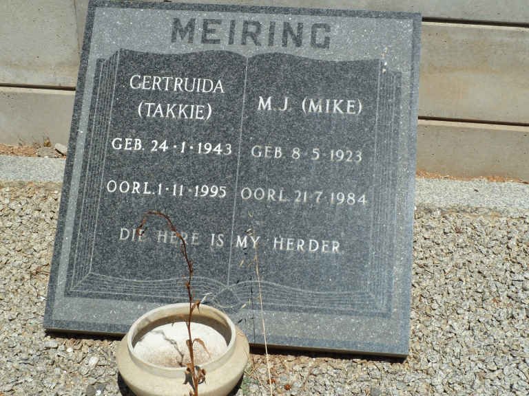 MEIRING M.J. 1923-1984 &amp; Gertruida 1943-1995