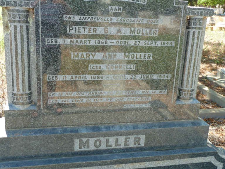 MOLLER Pieter B.A. 1868-1944 &amp; Mary Ann CONNELL 1866-1944