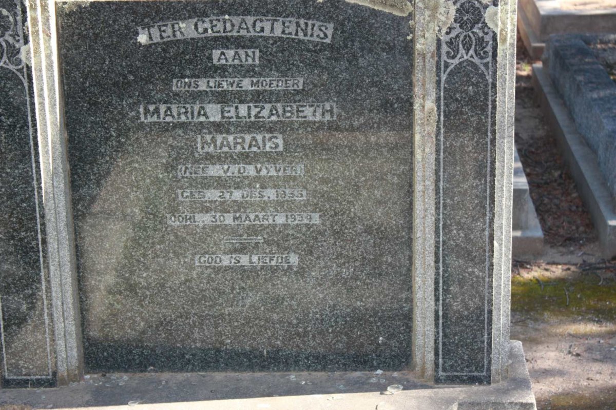 MARAIS Maria Elizabeth nee V.D. VYVER 1855-1934