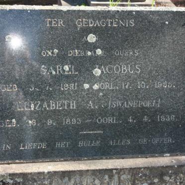 MARAIS Sarel Jacobus 1891-1955 &amp; Elizabeth A. SWANEPOEL 1893-1936