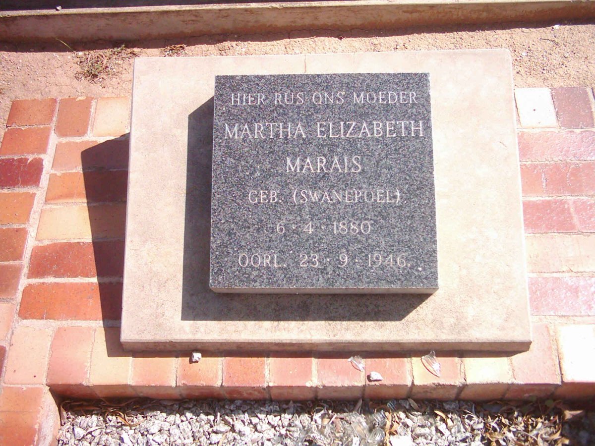 MARAIS Martha Elizabeth nee SWANEPOEL 1880-1946