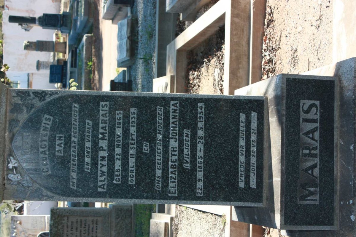 MARAIS Alwyn P. 1865-1935 &amp; Elizabeth Johanna VILJOEN 1865-1954