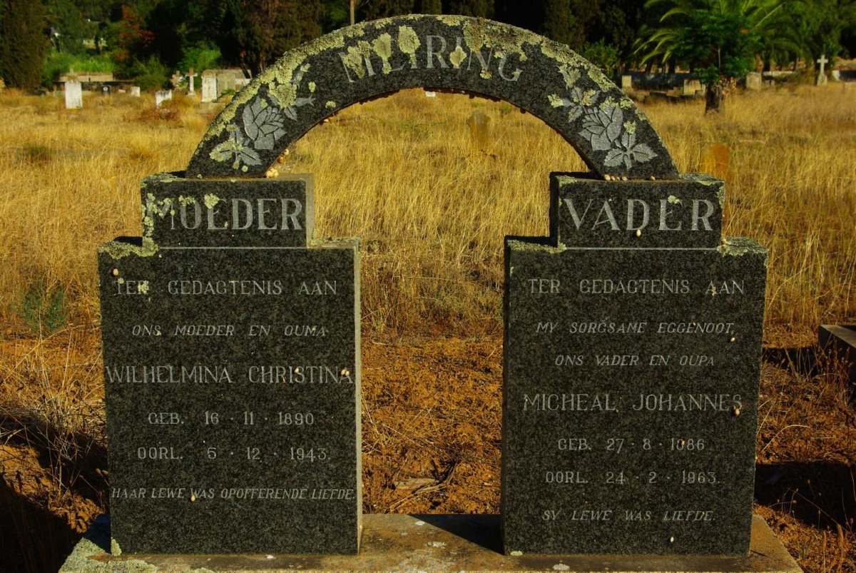 MEIRING Micheal Johannes 1886-1963 &amp; Wilhelmina Christina 1890-1943