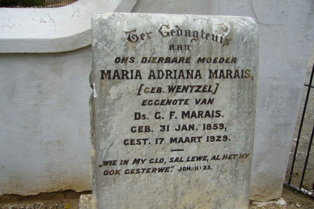 MARAIS Maria Adriana nee WENTZEL 1859-1929