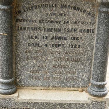 RABIE Jakobus Theunissen 1863-1929 &amp; Aletta Susanna MAREE 1863-1944