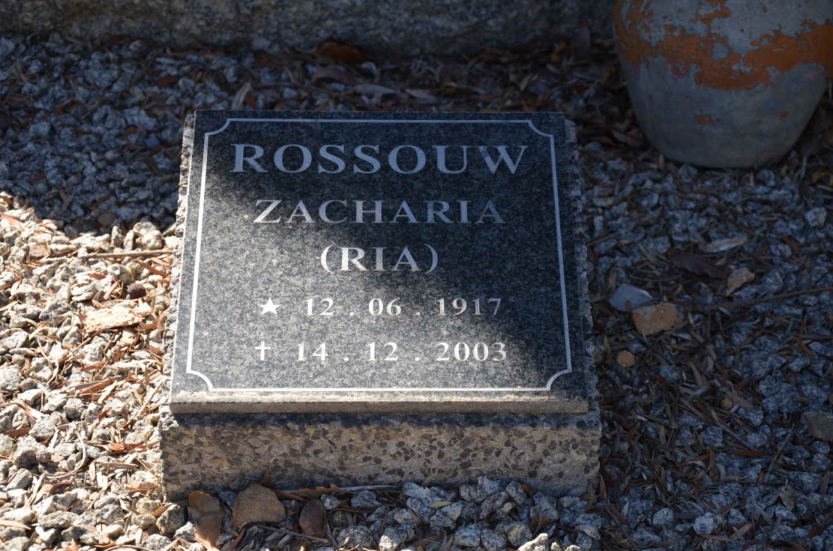ROSSOUW Willem v.d.V. 1883-1964 &amp; Sarie Susanna 1884-1941 :: ROSSOUW Zacharia 1917-2003