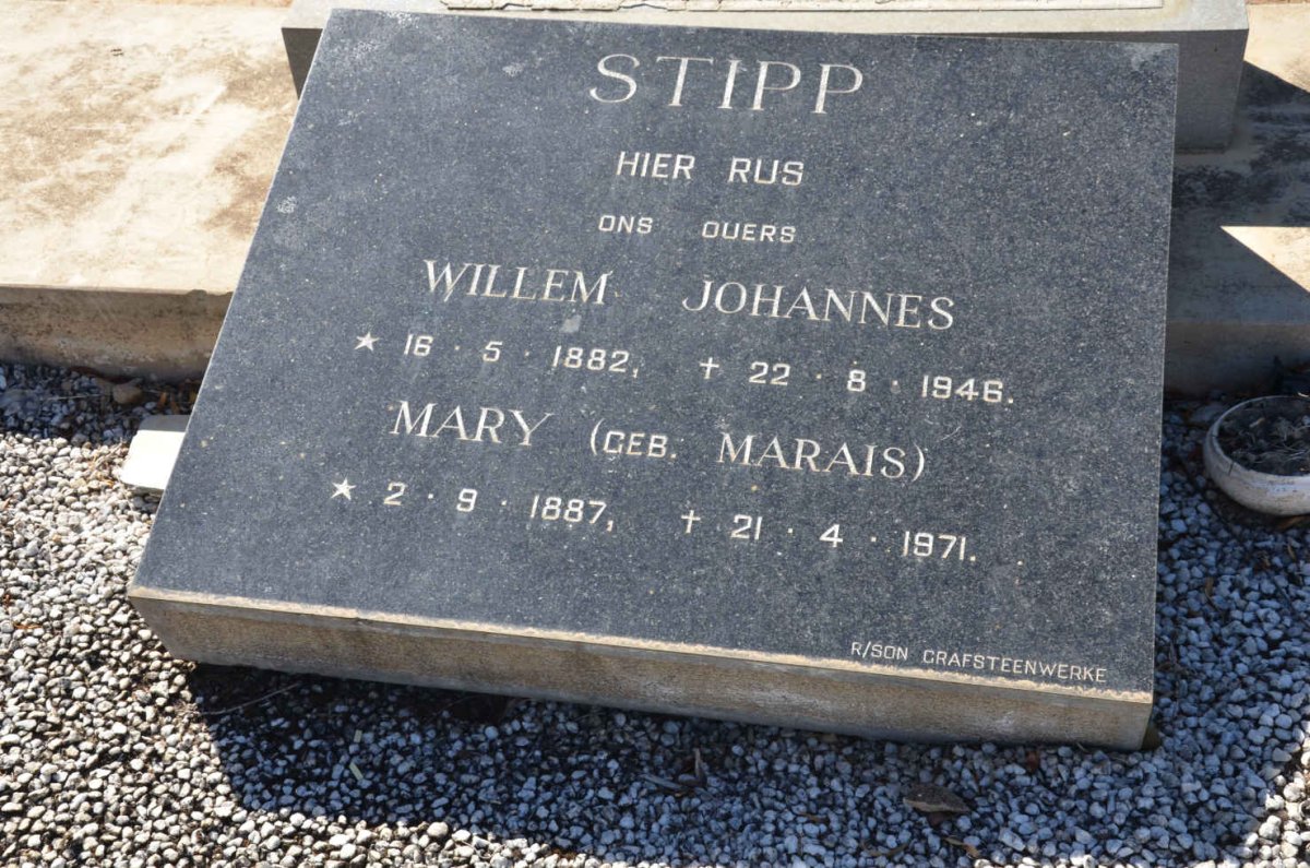 STIPP Willem Johannes 1882-1946 &amp; Mary MARAIS 1887-1971