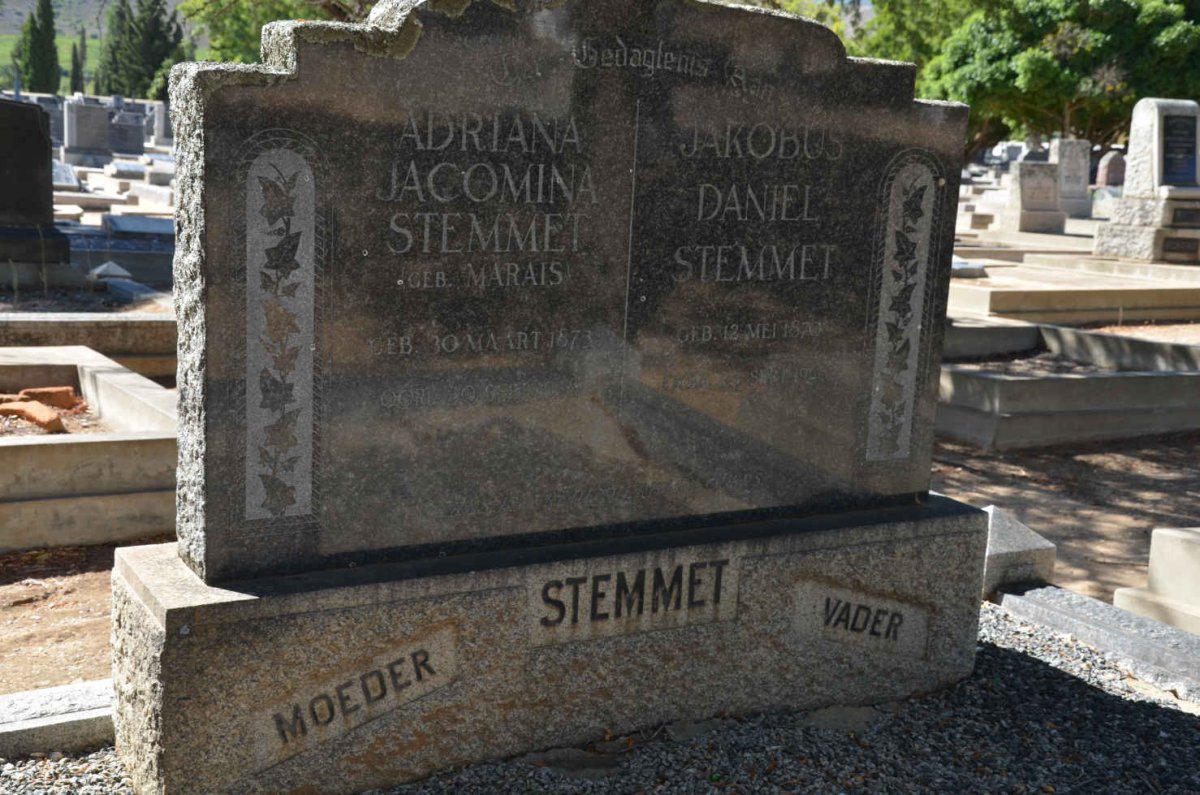 STEMMET Jakobus Daniel 1870-1948 &amp; Adriana Jacomina MARAIS 1873-1938