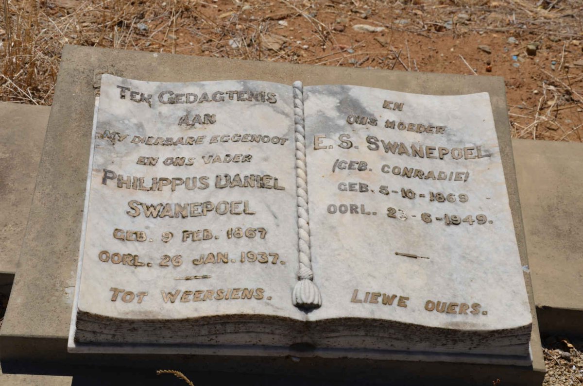SWANEPOEL Philippus Daniel 1867-1937 &amp; E.S. CONRADIE 1869-1949
