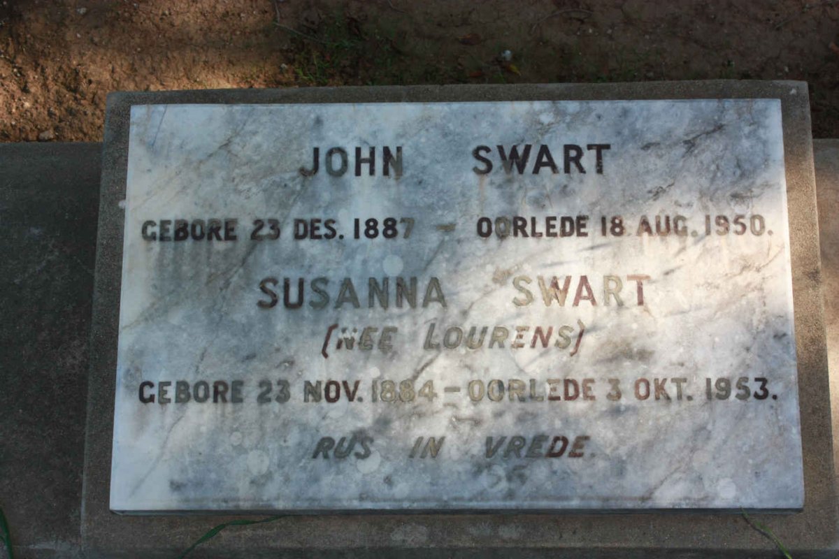 SWART John 1887-1950 &amp; Susanna LOURENS 1884-1953
