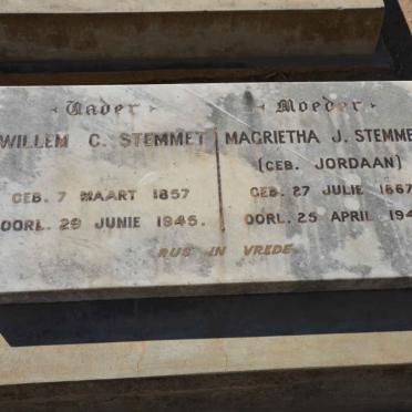 STEMMET Willem C. 1857-1945 &amp; Magrietha J. JORDAAN 1867-1947