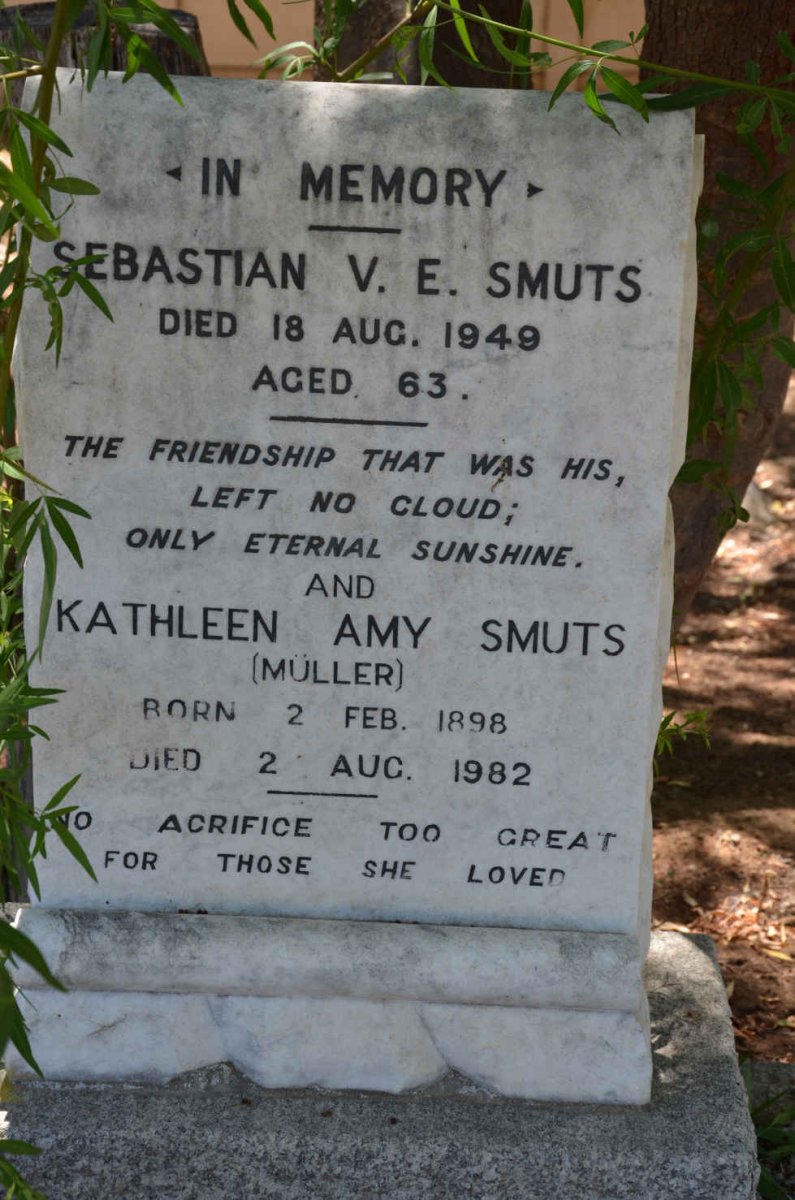 SMUTS Sebastian V.E. -1949 &amp; Kathleen Amy MÜLLER 1898-1982