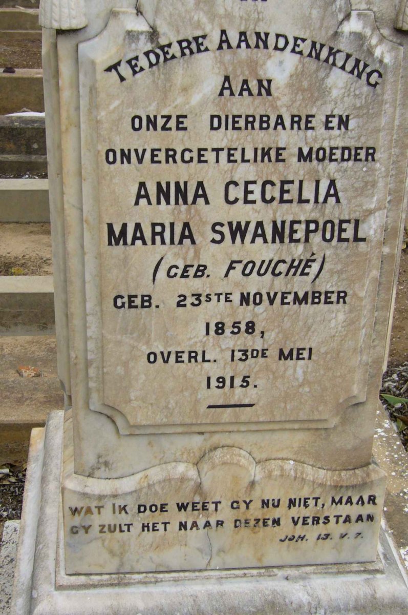 SWANEPOEL Anna Cecelia Maria nee FOUCHÉ 1858-1915