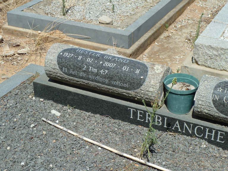 TERBLANCHE A.J. 1906-1980 &amp; Hester Brand 1927-2007