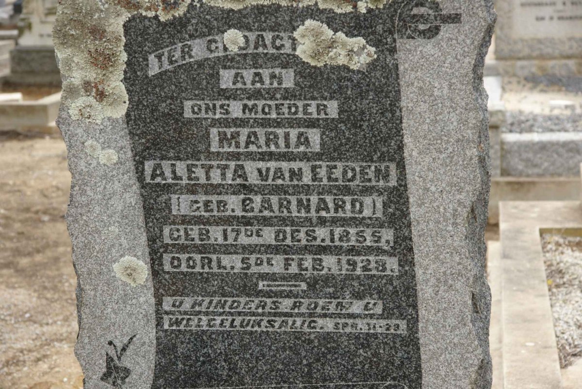 EEDEN Maria Aletta, van nee BARNARD 1855-1928