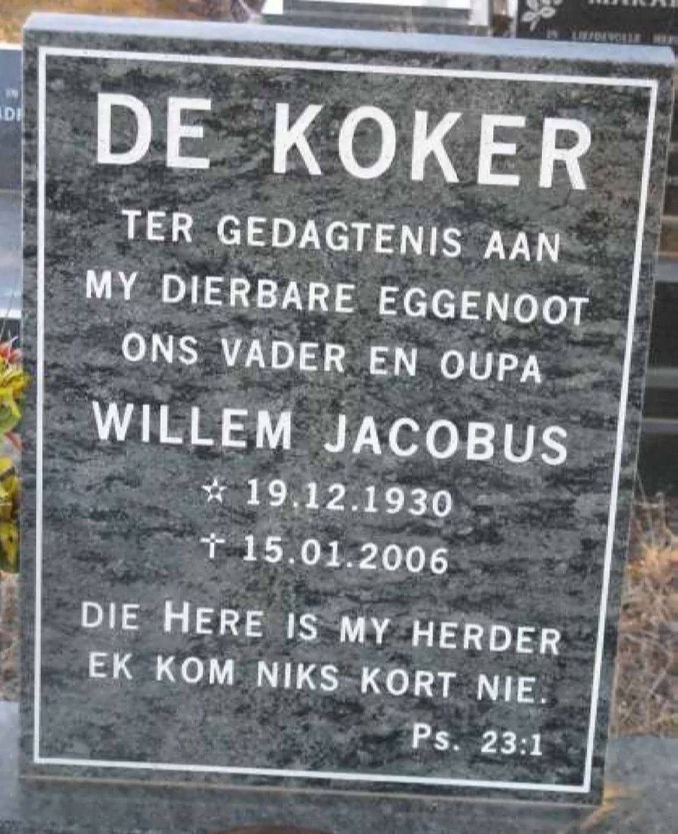 KOKER Willem Jacobus, de 1930-2006