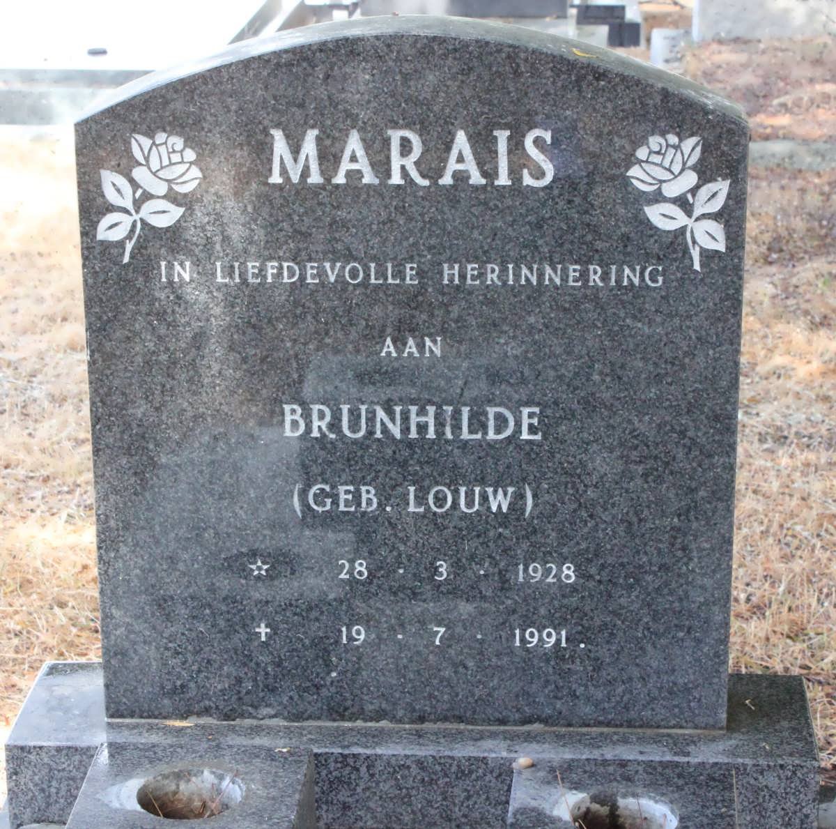 MARAIS  Brunhilde nee LOUW 1928-1991