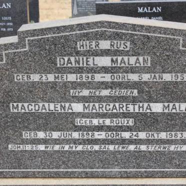 MALAN Daniel 1898-1955 &amp;  Magdalena Margaretha LE ROUX 1898-1983