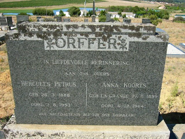 ORFFER Hercules Petrus 1888-1953 &amp; Anna Koorts LA GRANGE 1899-1964
