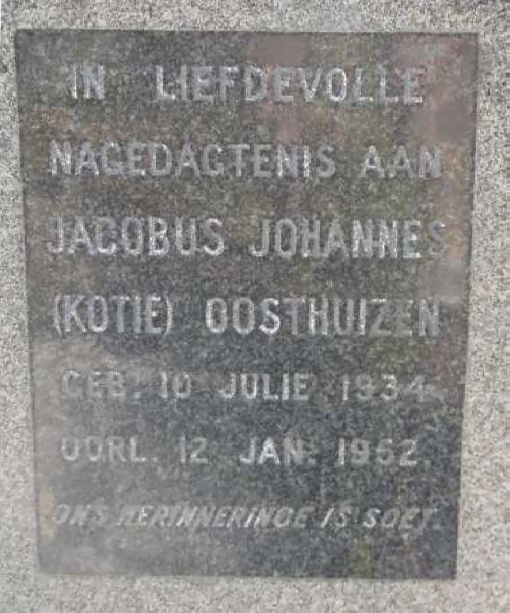 OOSTHUIZEN Jacobus Johannes 1934-1952 