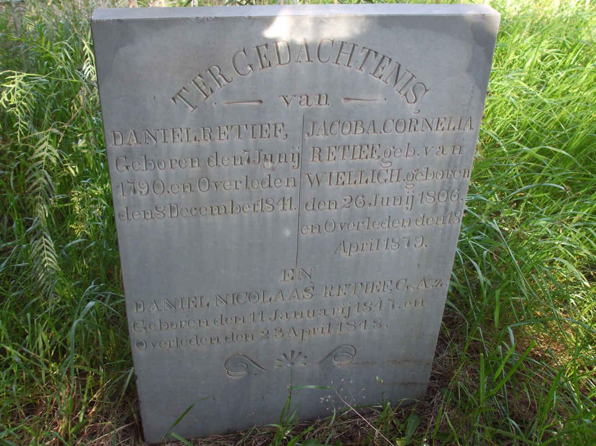 RETIEF Daniel 1790-1841 &amp; Jacoba Cornelia van WIELLIGH 1806-1879 ::  RETIEF Daniel Nicolaas 1847-1848